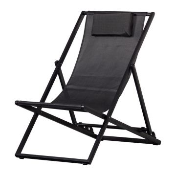Șezlong de grădină negru din metal pliabil Esper – Exotan