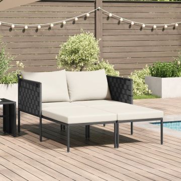 Șezlong cu perne pentru 2 persoane Anthracite 115x153x69,5 cm Oțel