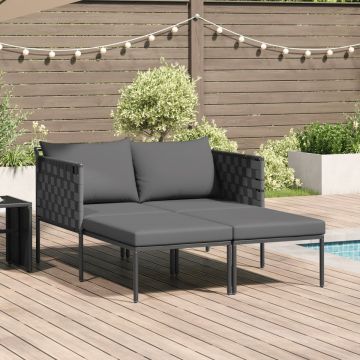 Șezlong cu perne pentru 2 persoane antracit 115x153x69,5 cm oțel