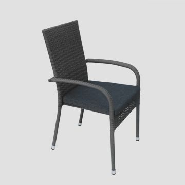 Scaun pentru gradina Bikly, Homla, 56x64x94 cm, metal/technorattan/poliester, gri